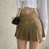 huibaolu Women Fashion Streetwear Two Pieces Outfits Irregular Sexy Crop Tops Shirts Sweet High Waist Pleated Mini Skirts Korean Ins