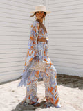 Huibaolu VintagePrinted Fringed Tunic Long Sleeve Kimono one piece Beach Wear Summer Clothing For Women Lady Loose Dresses A2264