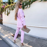 Huibaolu Elegant Women Pants Suit and Long Sleeve Blazer Matching Set Office Lady Streetwear Chic Two 2 Piece Set 2023 Outfits