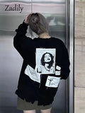 huibaolu 2023 Autumn Oversize Hip Hop Print Women Sweatshirts Streetwear Long Sleeve Loose Ladies Hoodies Pullovers Female Tops