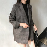 Huibaolu 2023 Plaid Double Breasted Pockets Formal Jackets Checkered Winter Spring Women's Blazers Outerwear Tops