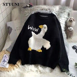 Huibaolu Cartoon O-Neck Pullover Knitted Sweaters Autumn Winter Women's Sweater Korean Fashion Casual Loose Long Sleeve Female Tops