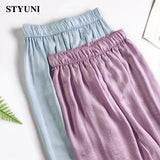 Huibaolu Loose Thin Wide Leg Solid Casual Women's Pants 2023 Summer Elastic High Waist Korean Fashion Full-length Pants for Women