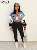 Huibaolu Summer Streat 2 Two Piece Sets Womens Tracksuit Spring Outifits Patchwork Crop Top Black Pants Set New In Matching Sets