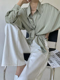 huibaolu 2023 Summer Elegant Long Sleeve Women Shirt Vintage Button Up Stripe Loose Ladies Shirts Fashion Office Female Clothing