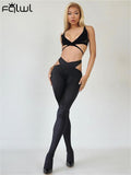 Huibaolu Summer Solid Bodycon 2 Two Pieces Sets For Women 2023 Black Cami Bandage Crop Top And High Waist Pants Set Fashion Female