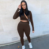 Huibaolu Winter Casual Two 2 Piece Set Sweatsuits Tracksuit For Women Outfits Turtleneck Crop Top Pants Suits Black Matching Sets