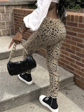 Huibaolu Streetwear Leopard Tassel Pants Women 2023 High Waist Drawstring Gray Pants Female Straight Casual Fashion Trousers Women