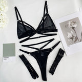 Huibaolu Sexy Lingerie Transparent Lace Women's Underwear Black New In Matching Sets Sheer Mesh Bra And Panty Bilizna Outfit