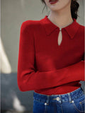 Huibaolu Mujer Invierno 2023 Autumn Winter Vintage Knitted Top Women Solid Basic Sweater Female Korean Long Sleeve Slim Pullovers