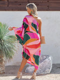 Huibaolu Moroccan Kaftan Sexy One Shoulder Midi Dress Women Summer Clothes Boho Print Street Wear Club Party Dresses A1222