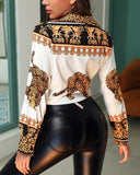 huibaolu Leopard Print Casual Shirt Women Turn-down Collar Long Sleeve Casual Blouse Tops Streetwear