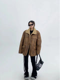 Huibaolu Imitation Lamb Fur Jacket for Women Elegant Lapel Thicken Warm Overcoat New Chic American Vintage Outwear