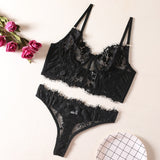 Huibaolu Sexy Lingerie Transparent Bra Set Women 2 Piece Lace Underwear White Sensual Wedding Intimate Porn Erotic Outfits