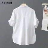 Huibaolu Solid Casual Polo-Neck Single Breasted Short Sleeve Women's Blouse Shirt Korean Fashion Female Blouses Top 2023 Summer