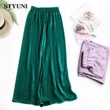 Huibaolu Loose Thin Wide Leg Solid Casual Women's Pants 2023 Summer Elastic High Waist Korean Fashion Full-length Pants for Women