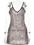 huibahe Sexy Spaghetti Strap Leopard Women Dress Backless Low Chest Mini Dress Female Summer Skinny Outside Streetwear Vestidos