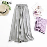 Huibaolu Loose Thin Wide Leg Solid Casual Women's Pants 2023 Summer Elastic High Waist Korean Fashion Full-length Pants for Women