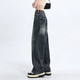 Huibaolu Retro Fashion Women High Waist Jeans Wide Leg Loose Denim Trousers Y2K Harajuku Jeans Pants