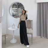 huibaolu Pants Women High Waist Streetwaer Solid Simple Fashion All-match Wide Leg Trouser Summer Harajuku Popular Pockets Chic