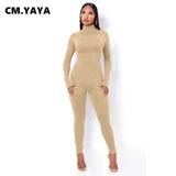 Huibaolu Casual Women Long Sleeve Turtleneck Long Sleeve Skinny Stretchy Jumpsuit 2023 Autumn Winter One Piece Suit INS Playsuit