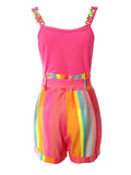 huibaolu Strap Tank Tops & Colorblock Shorts Set with Belt Summer Women Two Piece Set