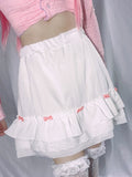 Huibaolu Cascading Ruffle A-line Kawaii Skirt with Bow Aesthetic White Mini Skirts Japanese Style Lolita Skirts Fairycore Outfit