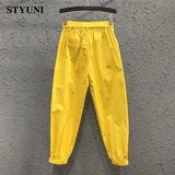 Huibaolu Solid Casual Elastic High Waist With Belt Harem Women's Pants Korean Fashion Ankle-Length Pants For Women Autumn 2023