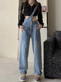 huibaolu Women Summer Simple Korean Style Students Young Stylish Kpop Loose Denim Street Wear Chic Leisure Gentle Mujer Retro