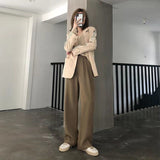 huibaolu Women Elegant Full Length Casual High Waist Trouser Office Temperament Autumn Pockets Korean Style All-match Female Cozy