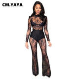 Huibaolu Sexy O-neck Knitted Women Bodysuit Black Lace See-through Tight Slim Party Nightclub Bodysuits Women Jumpsuit