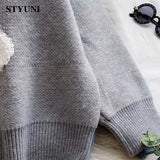 Huibaolu Cartoon O-Neck Pullover Knitted Sweaters Autumn Winter Women's Sweater Korean Fashion Casual Loose Long Sleeve Female Tops