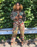 Huibaolu Women Camouflage Cacading Ruffles Flare Sleeve Button Up Jacket Spring Winter Streetwear Military Jackets Outcoat