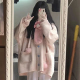 huibaolu Cardigan Women Baggy Preppy Girlish Sweet Kawaii Clothes Japanese Stylish High Street Gentle Designer Knitwear Autumn