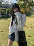 huibaolu 2023 Summer Gothic shirt Long Sleeve Oversize White Shirt Women Punk Corn Eye Za Blouse New Female Blouse Tunic Clothing