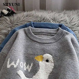 Huibaolu Cartoon O-Neck Pullover Knitted Sweaters Autumn Winter Women's Sweater Korean Fashion Casual Loose Long Sleeve Female Tops