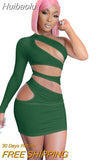 Huibaolu Sexy Dress for Women Solid One Shoulder Cut Out Mini Bodycon Dresses Sexy Night Club Vestidos Fashion Streetwear Spring