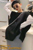 huibaolu Loose Fluorescent Green Women Sweaters Korea Oversize Knit Woman Sweater Vest 2023 Winter Plus Size Pullover Clothing