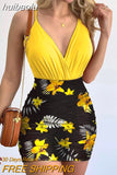 huibaolu Ruched Criss Cross Wrap Bodysuits &amp; Floral Print Skirt Set Summer Women Two Piece Set