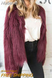 Huibaolu Warm Faux Fur Coat Women Jacket Loose Black White Pink Plush Overcoat Female Colorful Winter Autumn Shaggy Outerwear