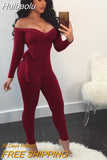Huibaolu Summer Women Jumpsuits Rompers Full Sleeve V-Neck Solid Sashes Sexy Night Club Party Bandage One Piece Outfits GL1063