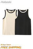 Huibaolu Casual Women White O Neck Retro Tank 2023 Summer Fashion Ladies Casual Female Sleeveless Top