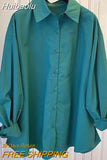 Huibaolu Casual Cotton Shirt Women Vintage Elegant Lantern Sleeve Blouse Women Fashion Solid Button Shirts Office Tops Blusas 21443