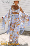 Huibaolu VintagePrinted Fringed Tunic Long Sleeve Kimono one piece Beach Wear Summer Clothing For Women Lady Loose Dresses A2264