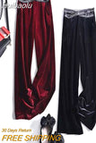 Huibaolu Plus Velvet Wide-leg Letter Elastic High Waist Women's Pants Autumn Winter Korean Fashion Full-Length Pants For Women