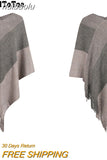 huibaolu Tassel Design Knitted Ponchos and Capes Women Casual Shawl Cloak Tops Free Size