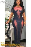 Huibaolu Women Body 3D Printed Long Sleeve O-neck Maxi Long Slim Bodycon Midi Dress 2023 Evening Sexy Party Club Dress Vestidos