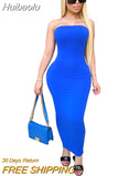 Huibaolu Women Summer Long Maxi Dress Strapless Stretch Beach Bodycon Bandage Night Clubwear Solid Dresses Vestidos