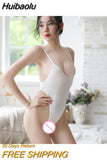 Huibaolu piece swimsuit women swimwear monokini sexy bikini Solid color Sling Transparent Open file Fun Backless Japanese student spa