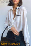 huibaolu 2023 Spring Office Lady Patchwork Long Sleeve Women White Basic Shirt Korea Style Button Up Woman Blouse Work Female Tops